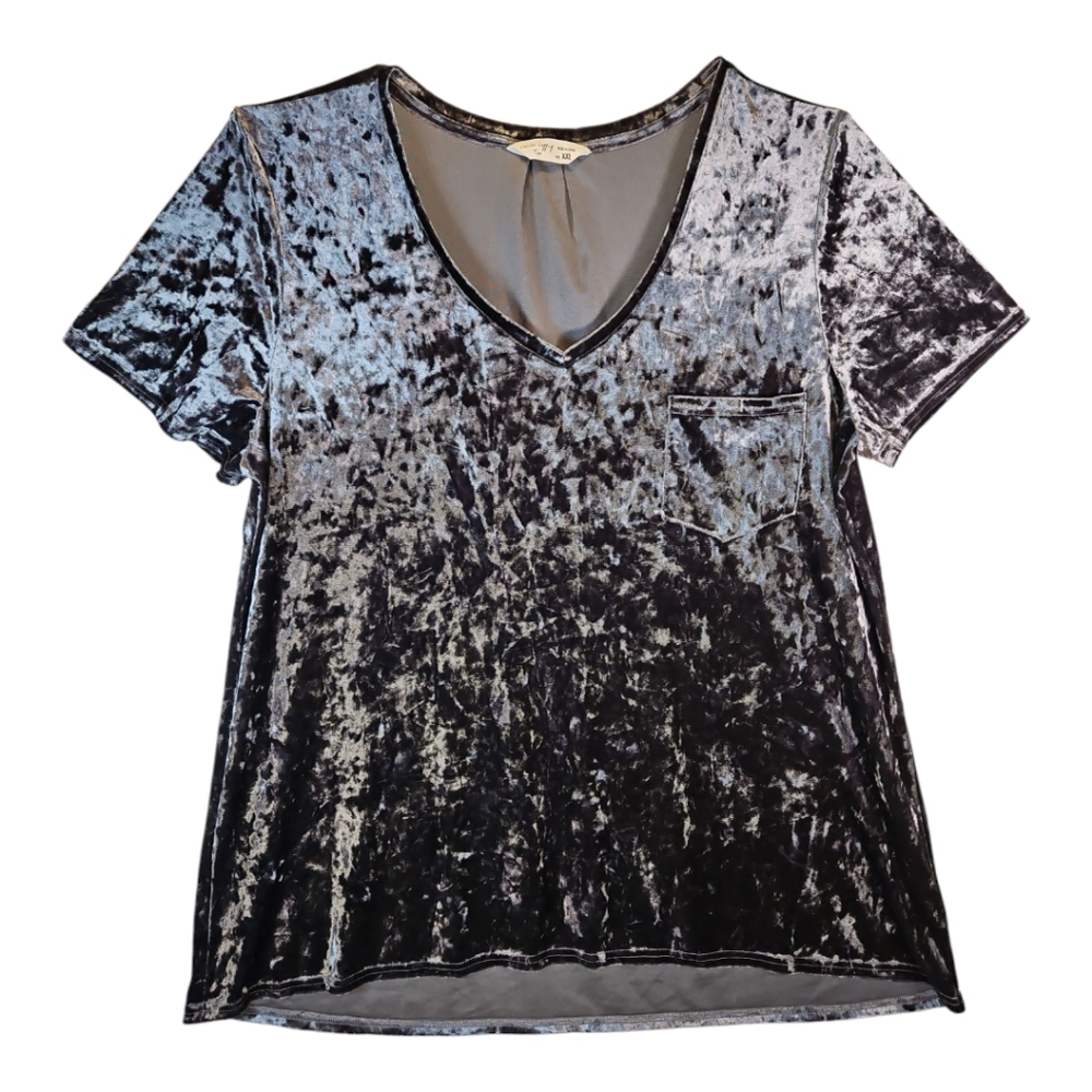 Spring + Mercer Charcoal Velvet Legging Tee V-neck Shirt Size XXL